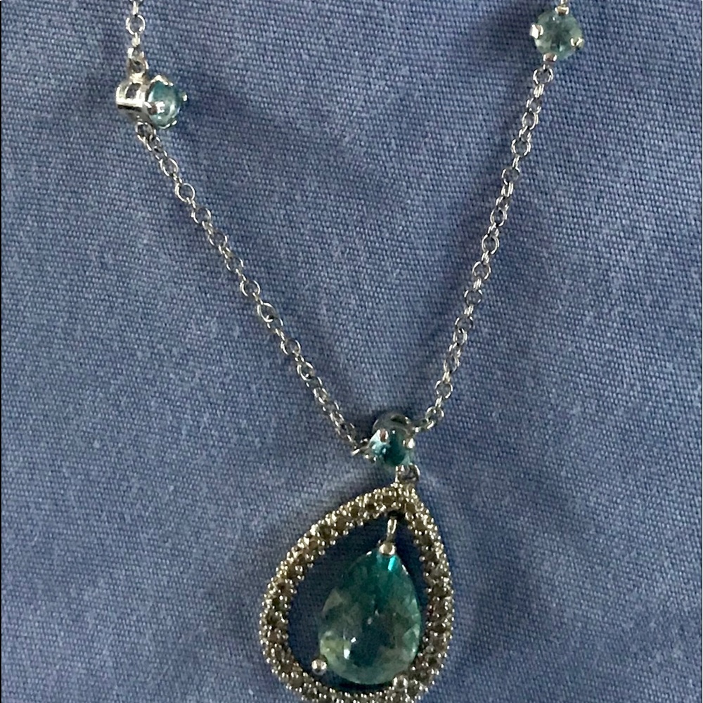 Beautiful Blue Topaz Necklace with Accent Stones